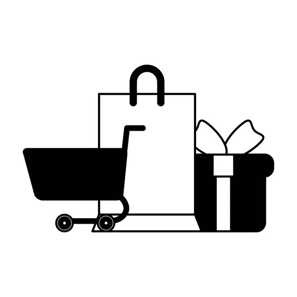 Carrinho de compras com presentes — Vetor de Stock