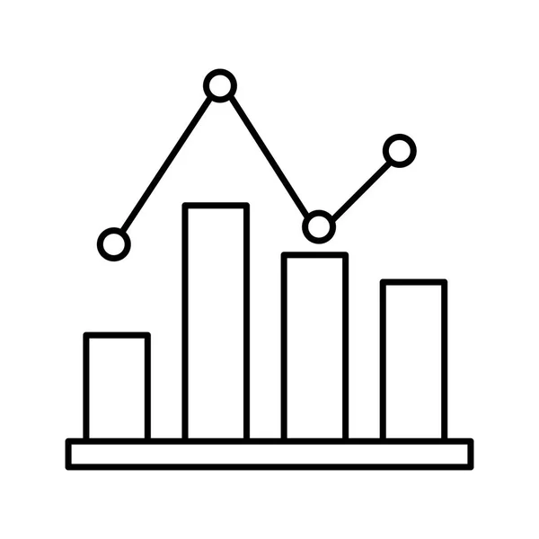 Estatísticas de negócios diagrama de barras linha apontada — Vetor de Stock