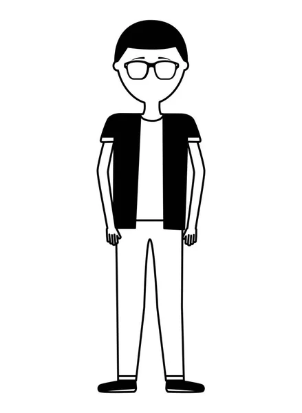 Joven con gafas avatar carácter — Vector de stock