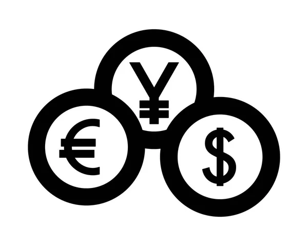 Moneda extranjera monedas yen euro dólar — Archivo Imágenes Vectoriales