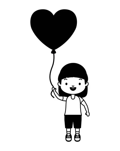 Chica feliz con globo — Vector de stock