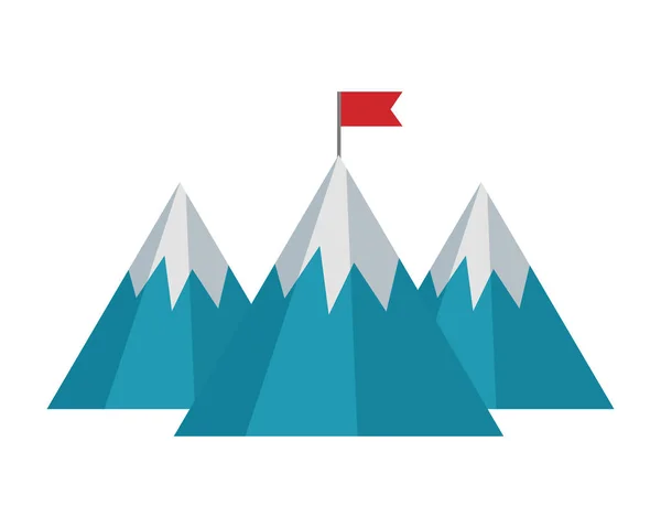 Berg med flagga isolerad ikon — Stock vektor
