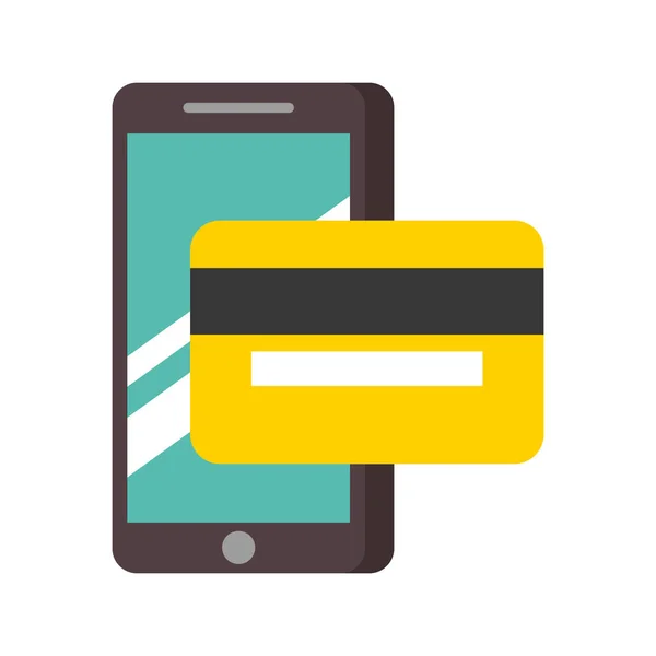 Smartphone et carte bancaire crédit nfc paiement — Image vectorielle