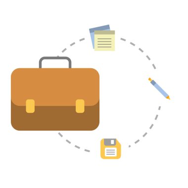 belgeler ve disket ile portföy evrak çantası