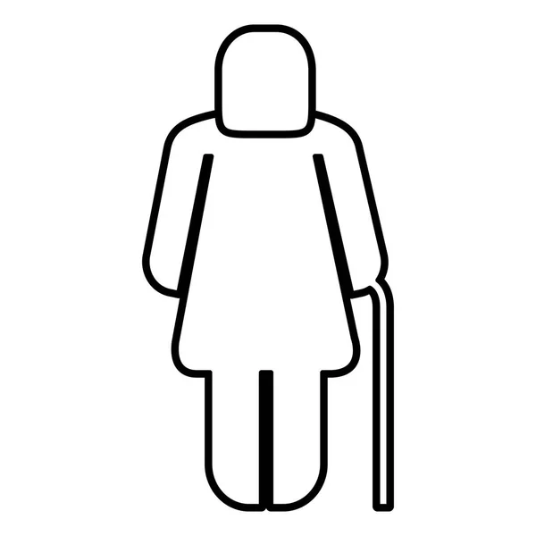 Gammal kvinna figur Silhouette — Stock vektor