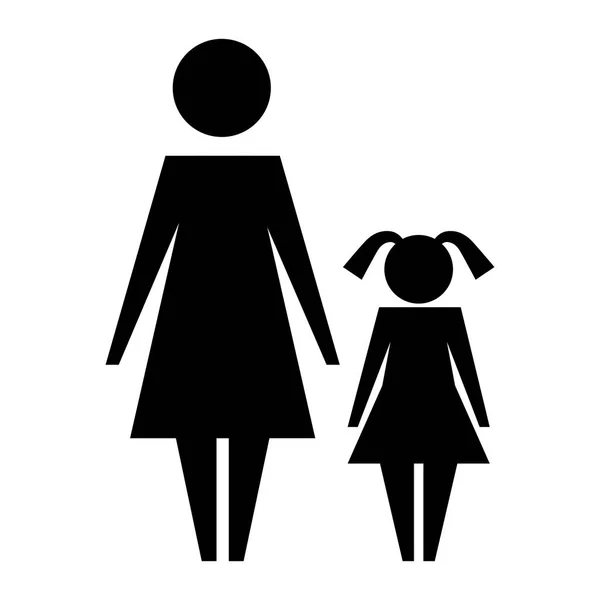 Mère avec silhouette fille icône isolée — Image vectorielle