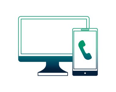 bilgisayar monitörü smartphone izole simgesiyle