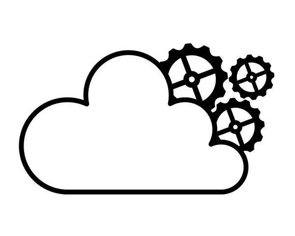 Cloud computing with gear machine isolated icon — Stock Vector