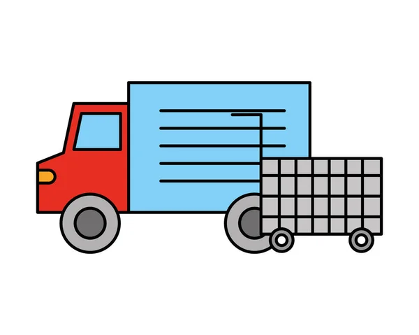 LKW-Lieferung und Einkaufswagen Supermarkt — Stockvektor