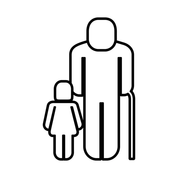 Alter Mann mit Mädchenfigur Silhouette — Stockvektor