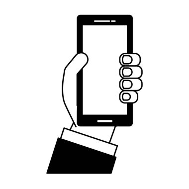 Smartphone aygıtı izole simgesi ile el