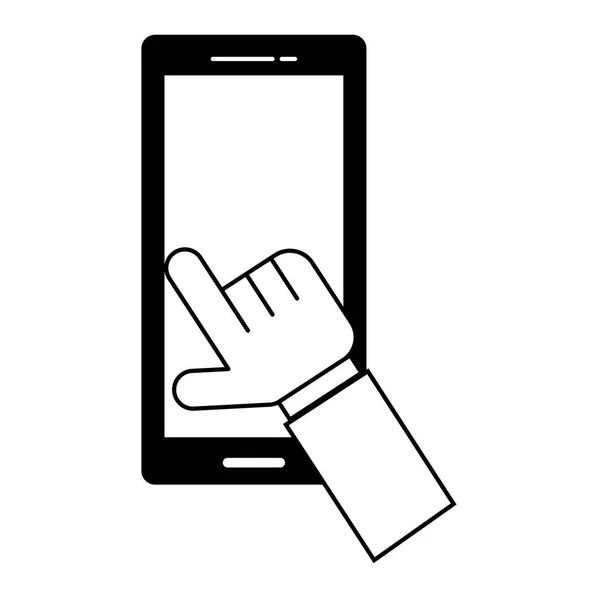 Mano toccando smartphone display — Vettoriale Stock