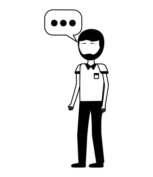 Jeune homme avec la parole bulle avatar personnage — Image vectorielle