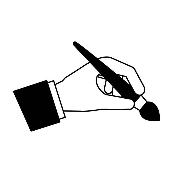 Hand med pensel isolerad ikon — Stock vektor