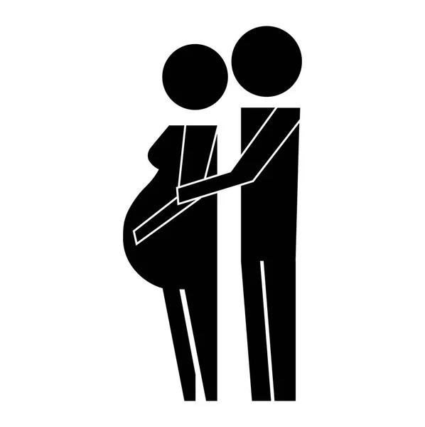 Parents couple pregnancy silhouettes — Stock Vector