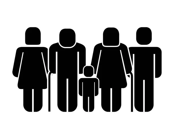 Familie figuur met jongen silhouet pictogram — Stockvector