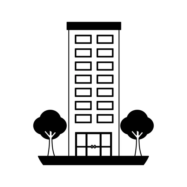 Building structure with trees plants isolated icon — Stock Vector