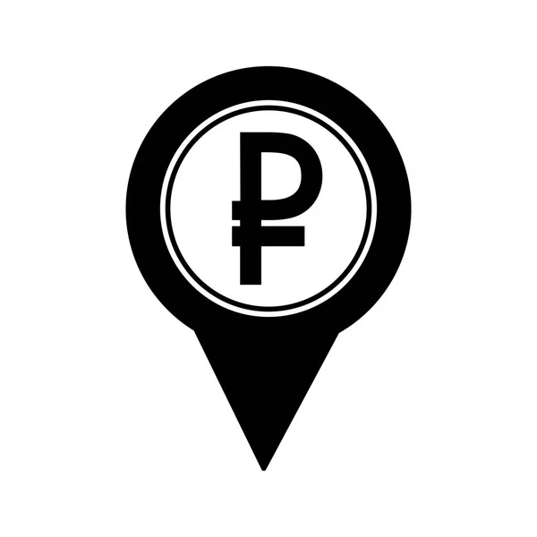Posizione puntatore pin con simbolo crypto money — Vettoriale Stock