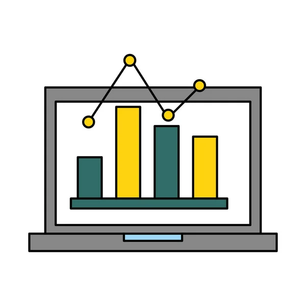 Laptop gráfico de estatísticas de computador financeiro —  Vetores de Stock