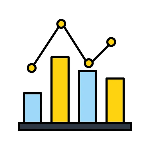 Estatísticas de negócios diagrama de barras linha apontada —  Vetores de Stock