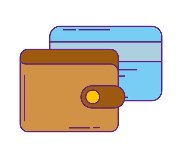 钱包钱与信用卡隔离图标 — 图库矢量图片