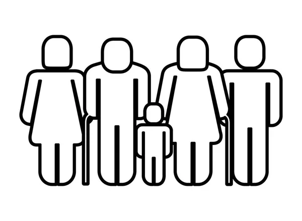 Familienfigur mit Junge-Silhouette-Symbol — Stockvektor