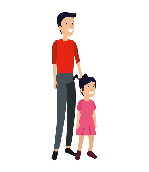 Padre con personajes de hija — Vector de stock