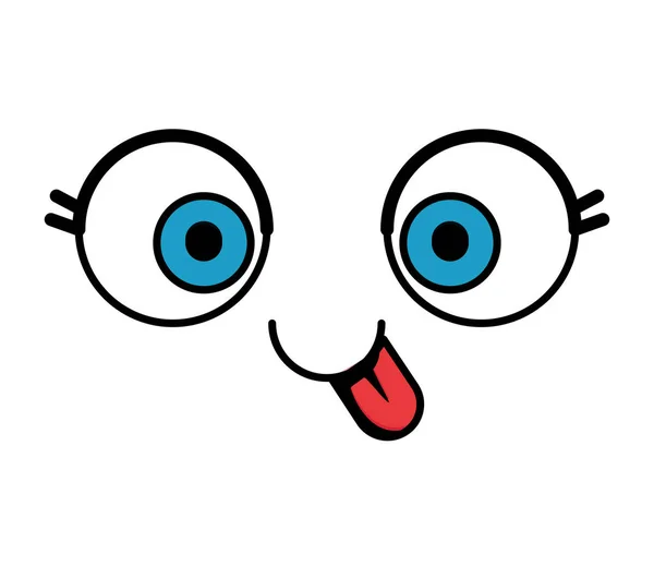 Wajah komik dengan lidah keluar emoji - Stok Vektor