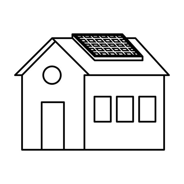 Maison avec panneau solaire écologie de l'énergie — Image vectorielle