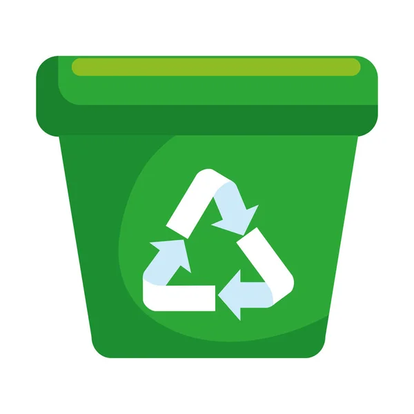 Garbage pot with recycle arrows symbol — Stock Vector