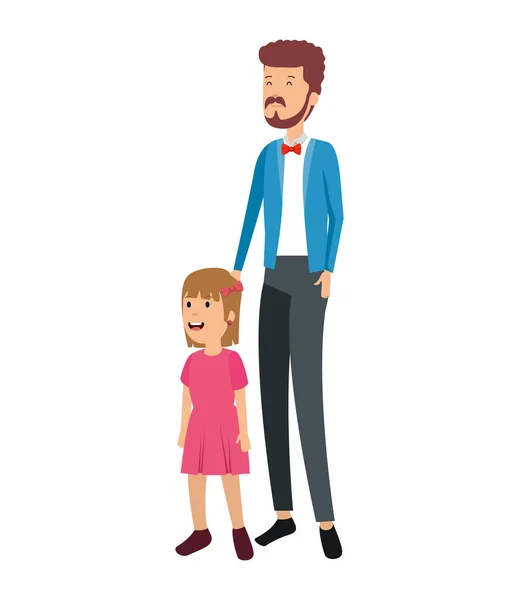 Père avec des personnages fille — Image vectorielle