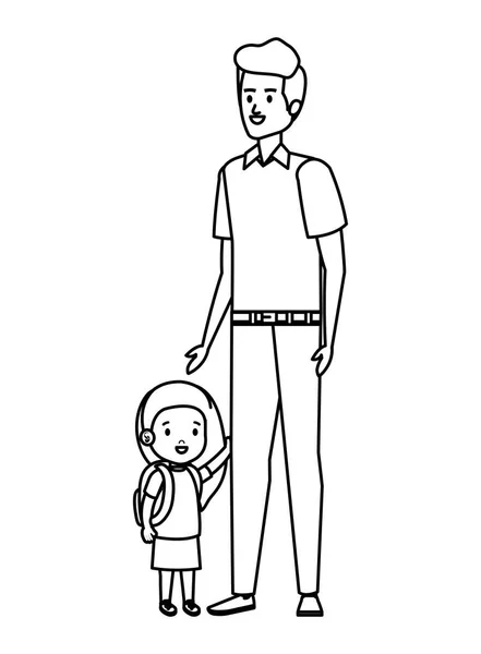 Молодий батько з персонажами сина — стоковий вектор