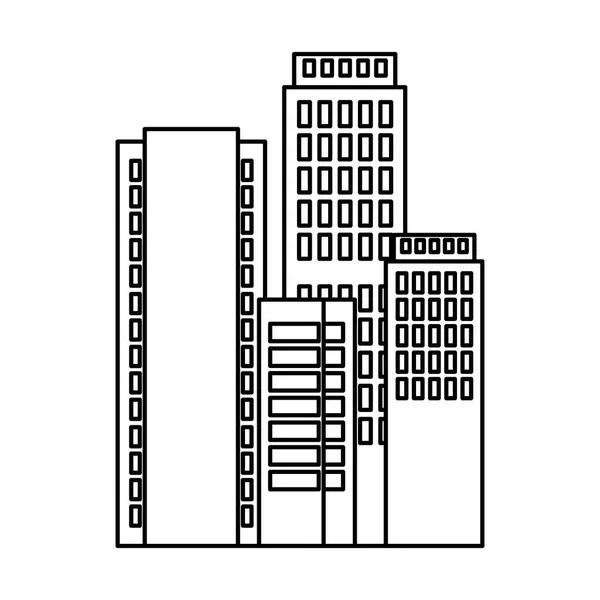 Ícones de cena cityscape edifícios — Vetor de Stock