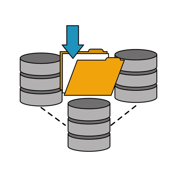 Discos del centro de datos con la carpeta aislada icono — Vector de stock
