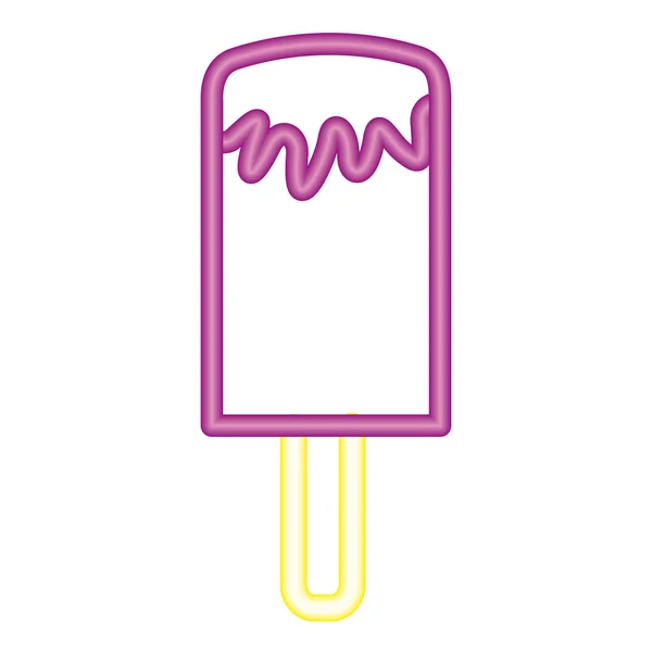 Pyszne lody Popsicle Neon obraz — Wektor stockowy