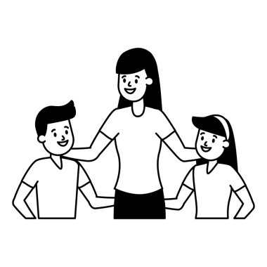 Anne ve oğlu ve kızı.