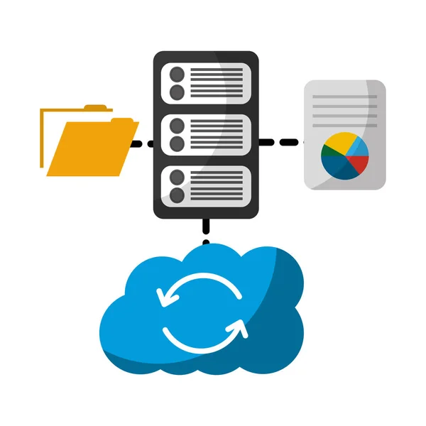 Computação em nuvem com ícones de servidor e conjunto — Vetor de Stock
