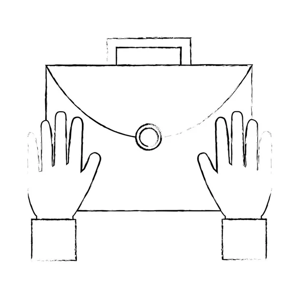 Ręce z teczki teczka na białym tle ikona — Wektor stockowy
