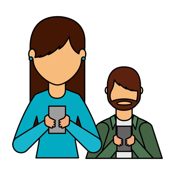 Menschen mit Mobiltelefonen — Stockvektor