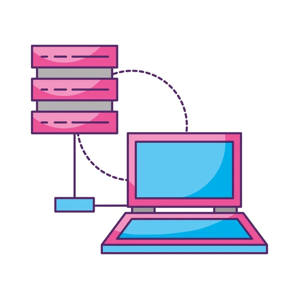 Stockage de connexion de serveur de base de données d'ordinateur portable — Image vectorielle