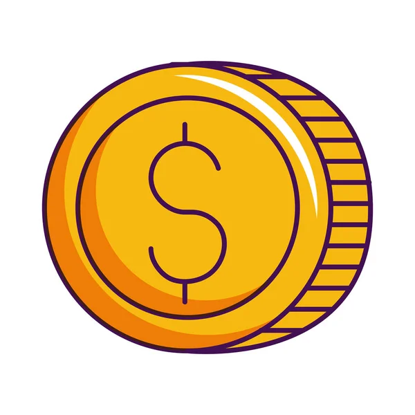 Dollar coin money currency icon — Stock Vector