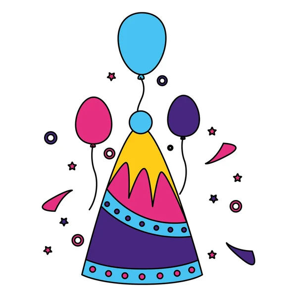 Carnaval festa chapéu balões — Vetor de Stock