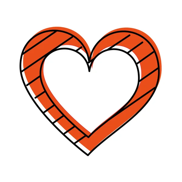 Corazón amor romance pasión con rayas gráfico — Vector de stock