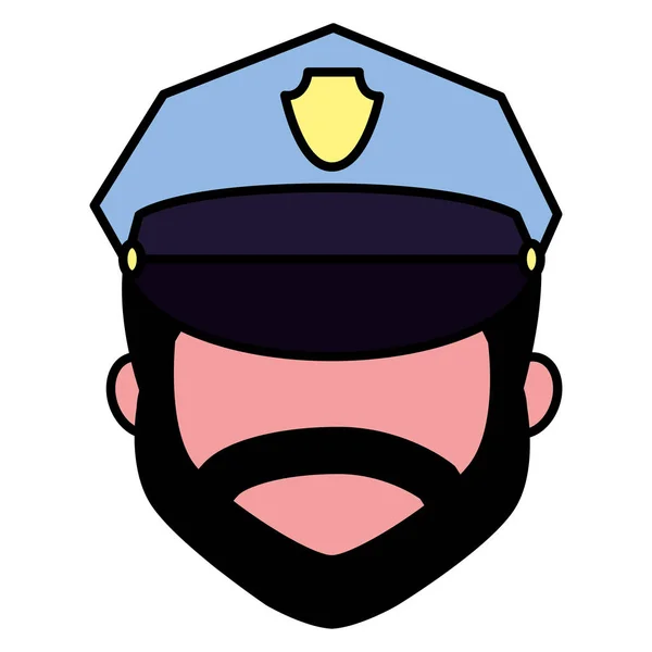 Policeman face on white background — Stock Vector