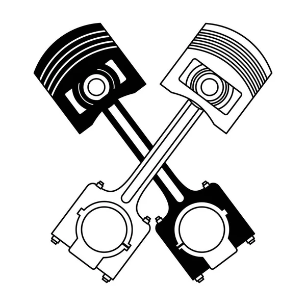 Dos pistones cruzados piezas de repuesto imagen de diseño del coche — Vector de stock