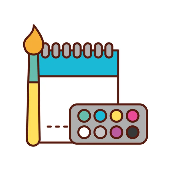 Grafický design Poznámkový blok paletu barev a štětec — Stockový vektor