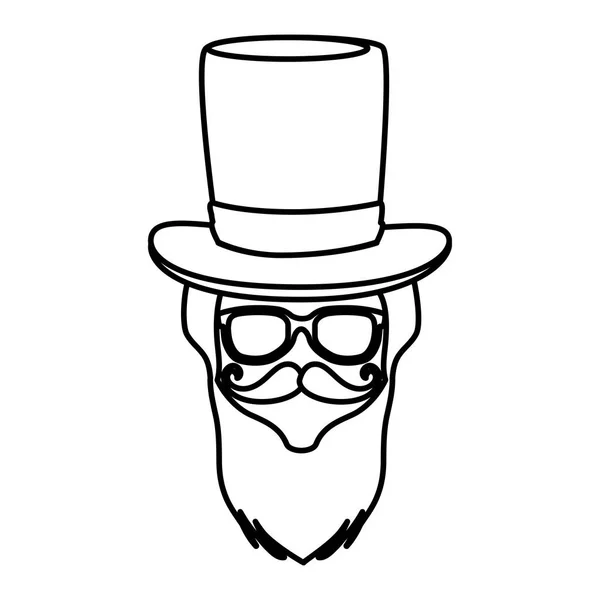 Visage masculin avec style tophat hipster — Image vectorielle