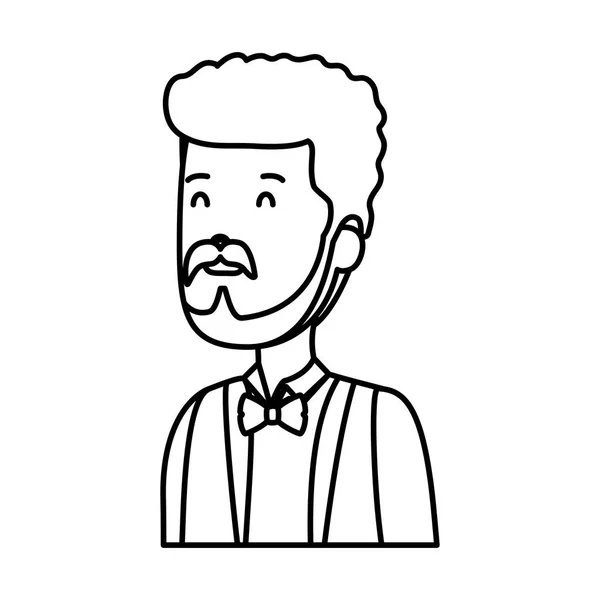Jeune homme avec caractère barbe — Image vectorielle