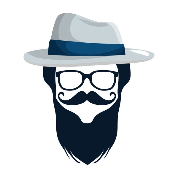 Cara masculina con estilo hipster tophat — Vector de stock