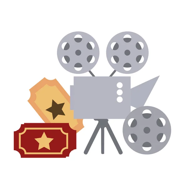 Proyector de cine y ticket icono aislado — Vector de stock